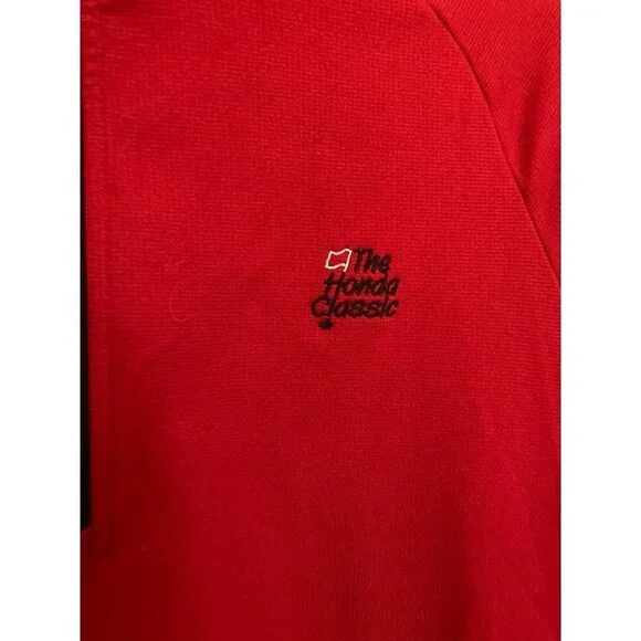 Adidas Long Sleeve Shirt Mens M 1/4 Zip‎ Honda Classic Waffle Golf Deep Red - Picture 6 of 9